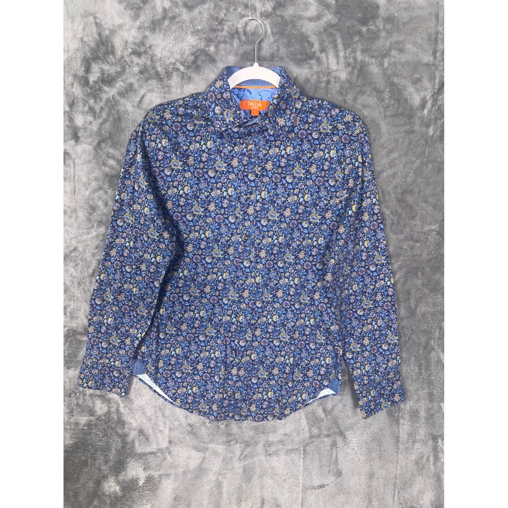Tallia Sport Mens Small Blue Floral Paisley Long Sleeve Button Down Shirt